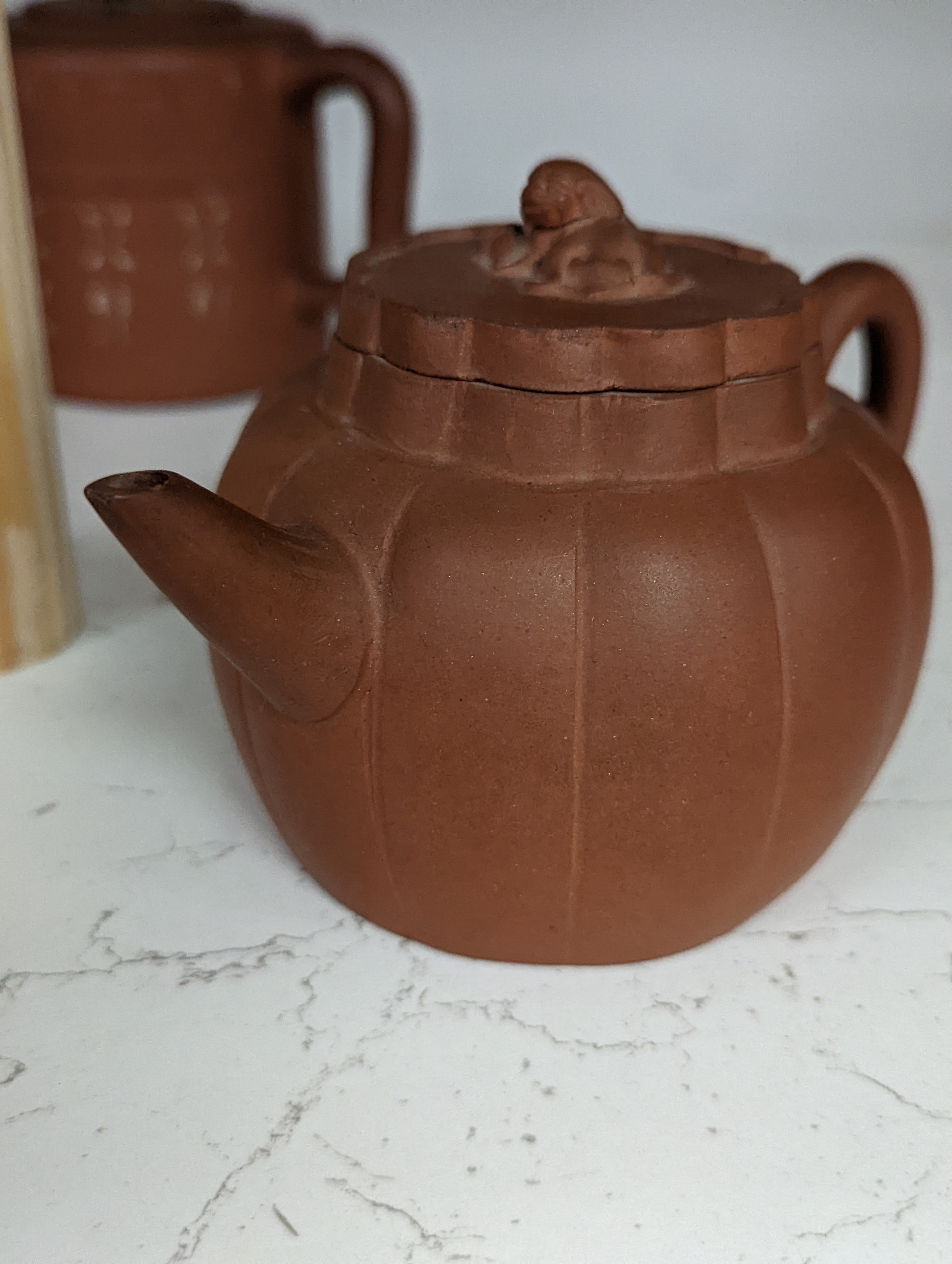 Six Chinese Yixing teapots, tallest 11cm